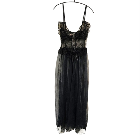 Vintage Lingerie Dress M Lace Babydoll Tie Witchy Whimsigoth Coquett Festival - Picture 1 of 7